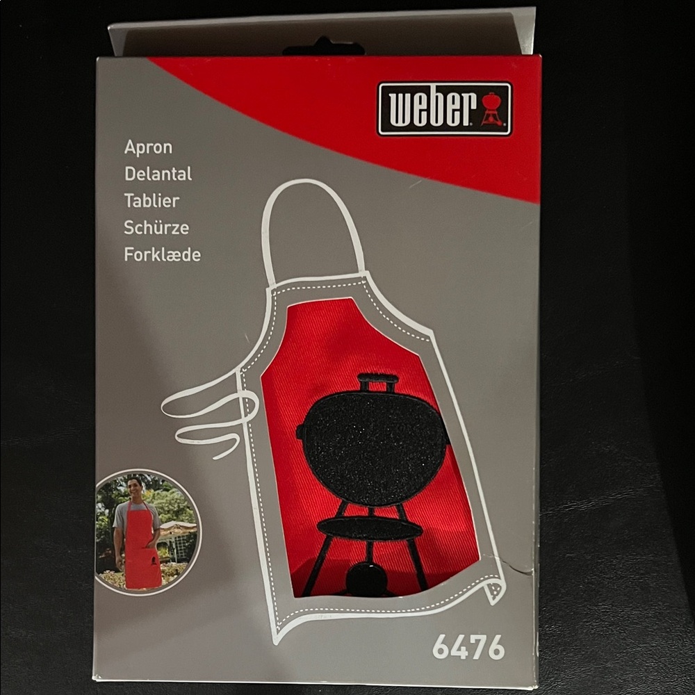 New Weber Red Apron with Black Grill Design